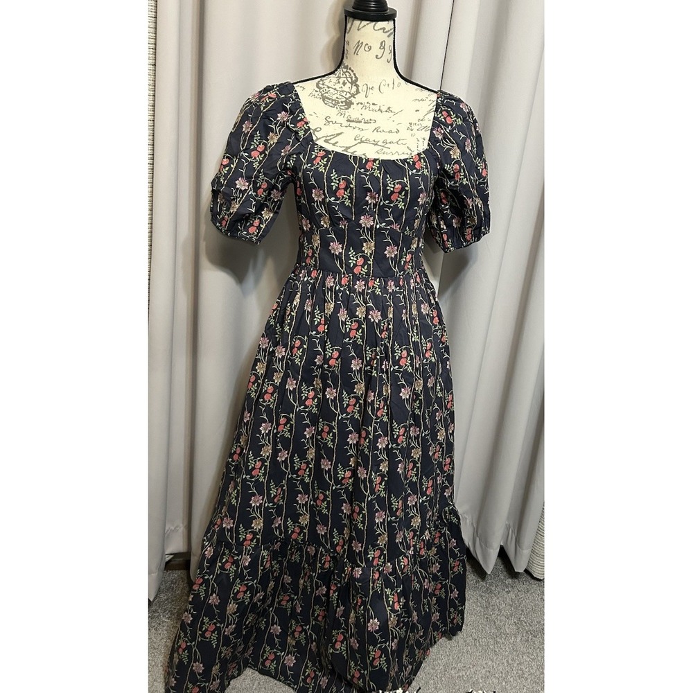 In Loom Milkmaid Maxi Dress S Babydoll Fairy Coquette Puff Sleeve NWT
